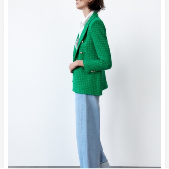 ZARA TEXTURED DOUBLE BREASTED BLAZER - Picture 7 of 9